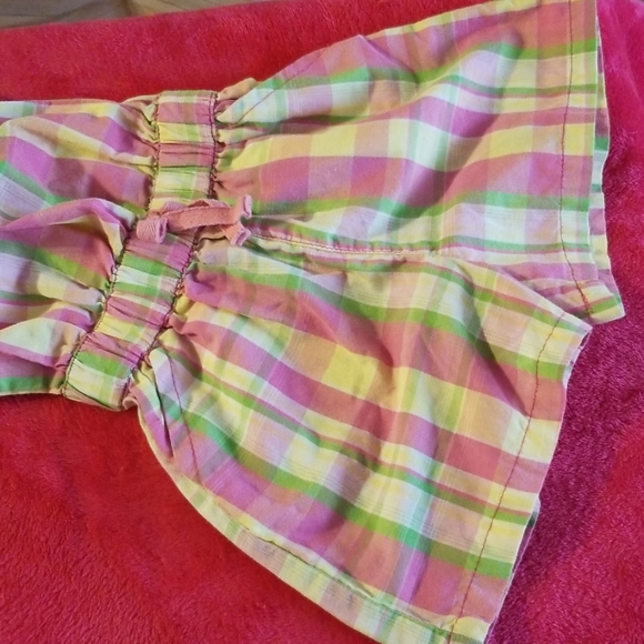 Size 3T Pink, Yellow & Green Plaid Romper - Picture 2 of 7